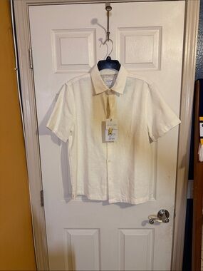 J. Crew Cream Short-Sleeve Textured Button-Down Shirt